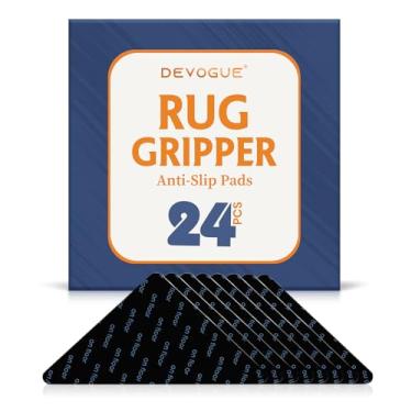 Imagem de DEVOGUE Fita adesiva de 24 peças, dupla face, lavável e removível, evita ondulação, fita adesiva antiderrapante para pisos de madeira e azulejos