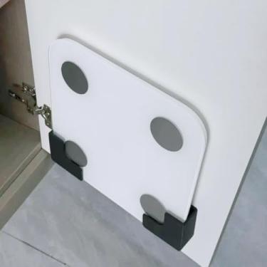 Imagem de 1 par de suporte de balança de peso para parede – suporte de armazenamento ajustável para gordura corporal e balanças digitais, ajuste universal para academia em casa, banheiro, cozinha (branco
