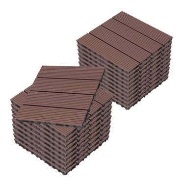 Imagem de SPXMQSS Decking composto, azulejos de deck ao ar livre, telha de convés interligados WPC para exterior interior pátio jardim varanda terraço 30 x 30 x 2,2 cm C 22 peças