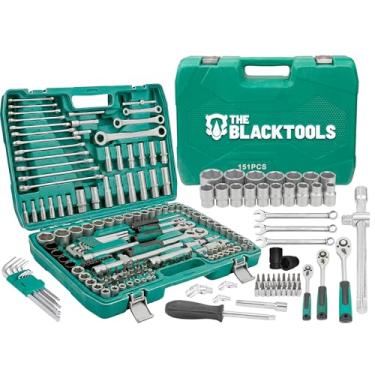 Imagem de Jogo de Soquetes e Chaves 151 Peças The Black Tools TSK151 – Encaixe 1/4", 3/8", 1/2" Maleta Organizada