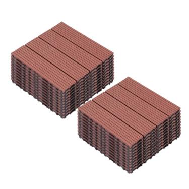 Imagem de Azulejos de deck compostos, tapetes interligados com resistente ao desgaste antiderrapante para terraço terraço varanda 30 x 30 cm A5 22 peças