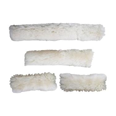 Imagem de oshhni Conjunto de 4 para cabresto de cavalo, substituição de equipamentos equestres, decoração, capa para focinheira, tubos de pelúcia para cabresto, Bege