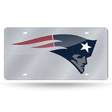 Imagem de Rico Placa de identificação automática NFL New England Patriots com corte a laser, 30 x 15 cm, prata