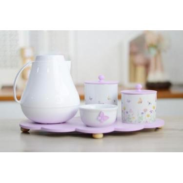 Imagem de Kit Higiene Bebê Maternidade Quarto Infantil Tema Borboleta Lilas K175