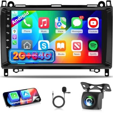 Imagem de [2 + 64 G] Rádio automotivo para Mercedes Benz Sprinter W906 W245 W169 W639 B200 Viano Vito 2006-2011, tela sensível ao toque de 9 polegadas Android estéreo - Carplay sem fio e Android Auto/DSP/GPS