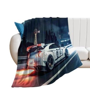 Imagem de HouLaiZhe Cobertor super macio de flanela japonesa esportes JDM R34 carro Spitfire cobertores leves refrescantes para sofá-cama cadeira sofá carro viagem ao ar livre leve quente 152 x 203 cm