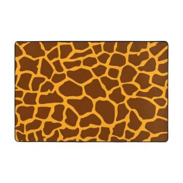 Imagem de ZERAOKE Tapetes de área com estampa de girafa, 5 x 9 m, tapetes de boas-vindas para entrada, tapetes absorventes antiderrapantes para quarto, lavável, felpudo, macio, tapete para entrada, decoração de