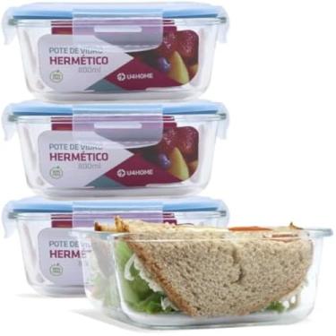 Imagem de Potes para alimentos, armazenamento hermetico, transparente e empilhavel, organizador domestico, plastico, duravel, resistente, e seguro, 1000ml.