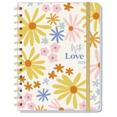 Imagem de Love Spiral Calendar Book A5 2025: Calendário de bolso 2025 com encadernação em espiral e muito espaço para compromissos. Calendário de livro prático para compromissos e tarefas e folhas de adesivos