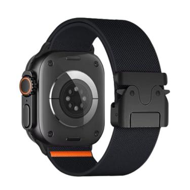 Imagem de Pulseira de nylon com fecho de Aço Conector Preto ou pata marca 123smart compativel com iWatch Ultra 1 2 E 3 Iwatch Serie 11 10 9 8 7 6 5 4 3 2 1 Se 44mm 45mm 46mm 49mm (Preto, Conector Prata)
