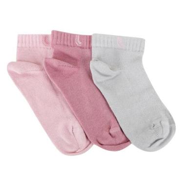 Imagem de Kit Meia Infantil Lupo Básico Cano Baixo 3 Pares - Rosa e Cinza, 24/29