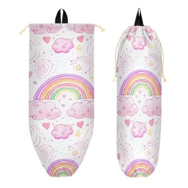 Imagem de xigua Suporte de parede colorido arco-íris para saco de plástico com cordão, 1 pacote, reutilizável para decoração organizadora de sacolas de compras, meias, roupas íntimas e gravatas