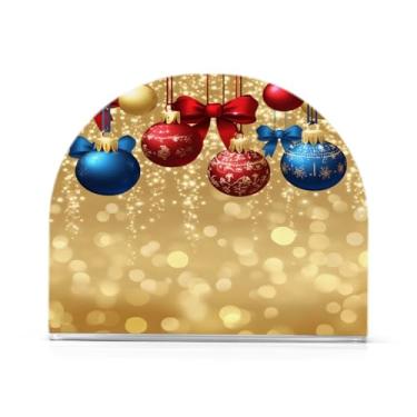 Imagem de xigua Suporte de guardanapo de bola de decoração de Natal para mesas, porta-guardanapos de papel de placa acrílica elegante, dispensador de papel de seda independente moderno para jantar, sala de