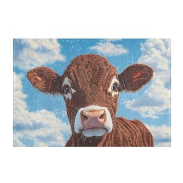 Imagem de Burbuja Tapete de banho de vaca, tapete de banheiro absorvente extra macio com suporte antiderrapante para banheiro, banheira, chuveiro, 41 x 61 cm