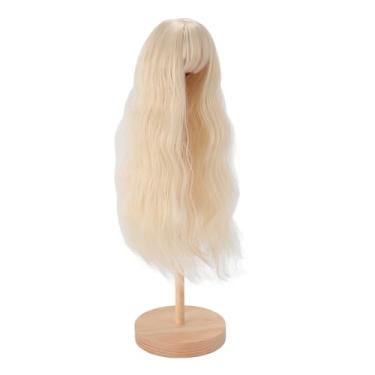 Imagem de Zerodis Peruca de Boneca 1/4, Cabelo Encaracolado Longo de Seda de Alta Temperatura para Boneca de Juntas Esféricas de 7 a 8 Polegadas Com Franja Perfeita para Estilo de (Ouro claro)