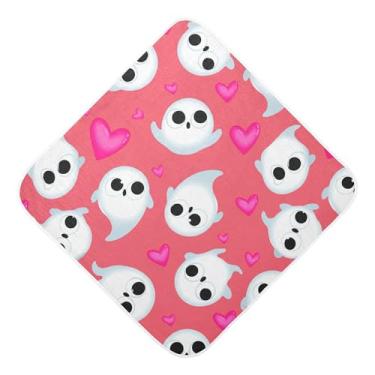 Imagem de Burbuja Toalha de banho de bebê Cartoon Ghosts - Toalha com capuz de musselina macia e absorvente para recém-nascidos, 76 x 76 cm