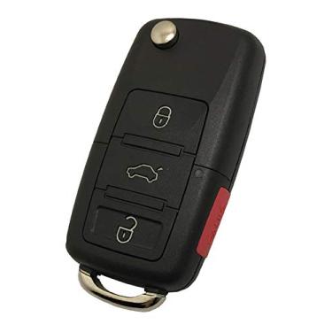 Imagem de Capa de chaveiro para VW Volkswagen Jetta Passat Golf Beetle Rabbit GTI CC EOS chave de reposição 4 botões entrada sem chave capa de chave com lâmina não cortada (1)
