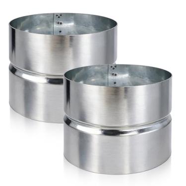 Imagem de VKQ Conector de duto de ventilação de metal galvanizado de 10 cm, conexão de tubo de secador para acoplador de secador de metal e acoplamento de mangueira, extensão de ventilação, 2 peças