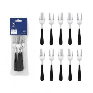 Imagem de Kit 6 Garfos de Mesa Cabo Plástico Preto Linha Cabene