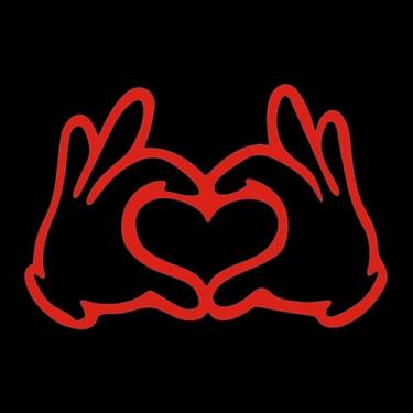 Imagem de Adesivo de carro com arte em vinil coração amor à mão, adesivo durável à prova d'água para janelas/para-choques, cadernos e laptops, presente romântico para amantes (vermelho)