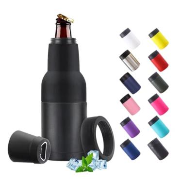 Imagem de Porta Latinha e Garrafa Long Neck Térmico em Inox | Copo inox Isolante com Abridor | 300ml - Preto