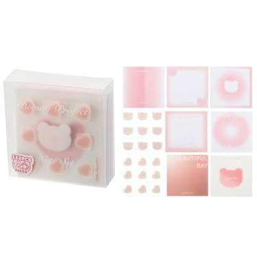 Imagem de PATIKIL 112 folhas de notas adesivas quadradas coloridas, 6 x 6 cm, blocos de notas autoadesivas a granel para suprimentos de mesa de escritório em casa, caderno diário, rosa