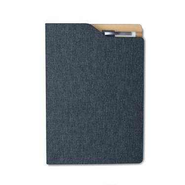 Imagem de Caderno de Anotações Executivo com Capa Dura em Material Reciclável, 80 Folhas Pautadas Bege, Suporte para Caneta, 21,3x14,5cm (1, Azul)