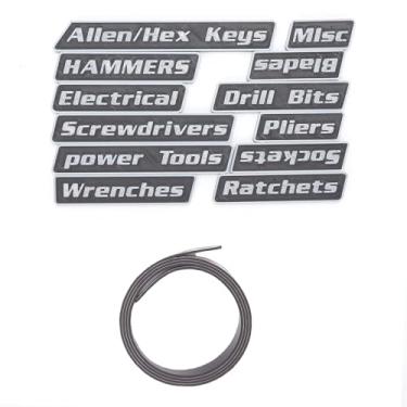 Imagem de Yosoo 12 Etiquetas Magnéticas da Caixa de Ferramentas de Diy Dos Pces, Etiquetas Impressas 3d Reutilizáveis ​​da Organização para Armários das Gavetas do Carrinho das Caixas de (Preta)