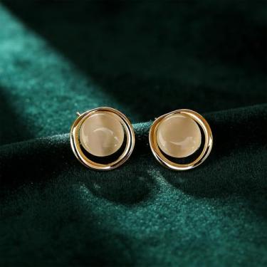 Imagem de Brincos femininos modernos RoundCatEye projetados especificamente para rosto redondo, mostrando seu charme feminino exclusivo, adequado para o dia a dia e qualquer ocasião.