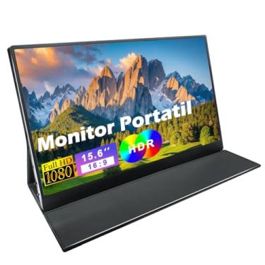 Imagem de Monitor Portátil 15.6'' FHD 1080P IPS, Segunda Tela Portátil, Ultra Slim, Plug & Play via USB-C/HDMI, 60Hz, Antirreflexo e Proteção para Olhos, Compatível com Notebook, PC, Celular e Consoles de Jogos