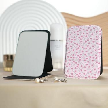 Imagem de Espelho de maquiagem portátil Millennium Love Style, mini espelho de maquiagem portátil dobrável, espelho de contorno quadrado portátil com flip vertical, adequado para todos em várias ocasiões