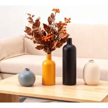 Imagem de Vaso de cerâmica para decoração de casa conjunto de 4 vasos de flores pequenas para sala de estar, centro de decoração de quarto, mesa de jantar moderna