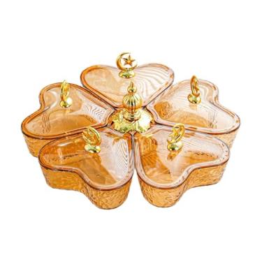Imagem de Ｂｅｓｇａ Bandeja giratória dividida para servir aperitivos, doces e nozes em formato de coração, ideal para sobremesas, chá da tarde e decoração de mesa, Lua Estrela Marrom