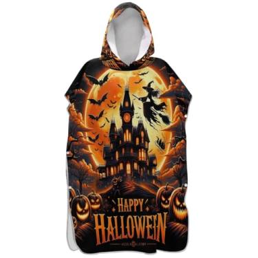 Imagem de Joisal Roupão de mudança laranja preto para adultos poncho de surfe plus size unissex adulto com capuz toalhas de banho de praia com capuz