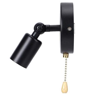 Imagem de Cryfokt Lâmpada de Parede de Ferro de Qualidade Com Cabeça Ajustável para Sala de Estudo de Cabeceira, Estilo Vintage, Interruptor de Puxar, Luz de Parede do Quarto do Corredor (Preto)
