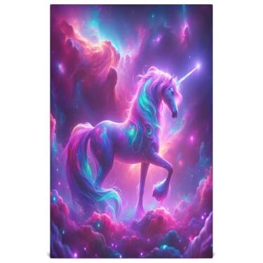 Imagem de Joisal Conjunto de toalha de prato de cozinha de unicórnio brilhante roxo decorativo toalhas de mão de chá panos de prato fofos panos de prato reutilizáveis absorventes 45 x 71 cm, 1 pacote