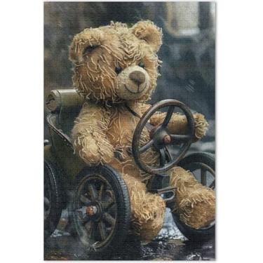 Imagem de Ursinho de pelúcia para dirigir carro 1000 peças quebra-cabeças para adultos brinquedo família arte colorido quebra-cabeça família amantes presentes