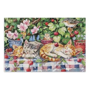 Imagem de Garden Adorable Kittens Quebra-cabeça de 1000 peças, jogo de quebra-cabeça, jogos divertidos para adultos