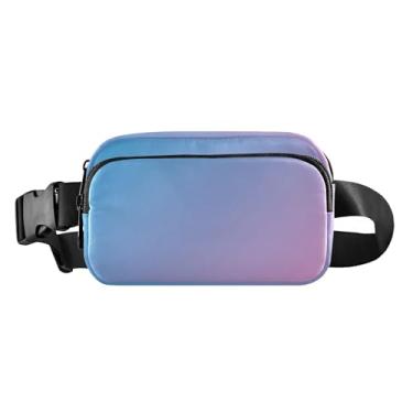 Imagem de Bolsa de cinto colorida gradiente ajustável alça transversal pochete feminina transversal, Azul roxo gradiente, one size, Azul roxo gradiente