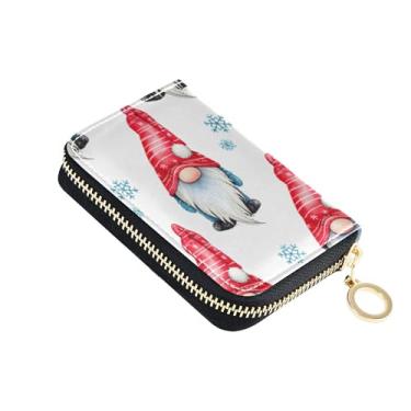 Imagem de Carteira feminina à prova d'água pequena com bloqueio de RFID, porta-cartões de crédito, gnomos de Natal, vermelha, branca, carteira para dinheiro de viagem com bolso para moedas