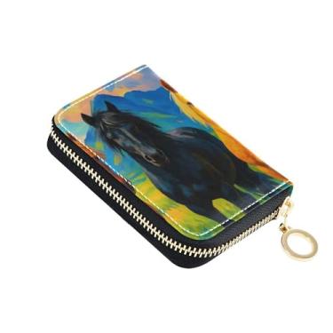 Imagem de Carteiras femininas pretas e marrons com zíper e bloqueio de RFID, carteira divertida para dinheiro de viagem com bolso para moedas