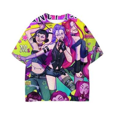 Imagem de Camiseta Kpop Purple Demon Hunters Para Meninas E Meninos, Manga Curta