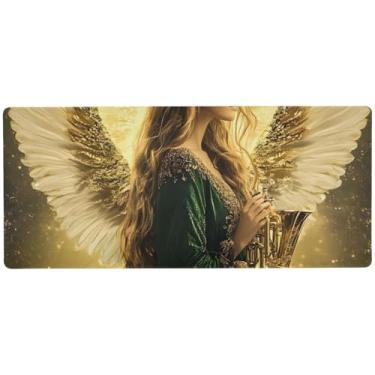 Imagem de Angel Wings Gold Gaming Mouse Pad Controle de Precisão, Mouse Pad Grande Gaming, 80 x 40 cm, Almofadas de Teclado para Mesa