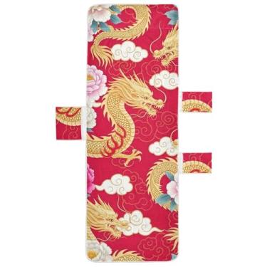 Imagem de Capa de toalha de cadeira de praia Dragon Red Blossom Chaise Lounge com bolso superior ajustado engraçado espreguiçadeira 215 x 76 cm
