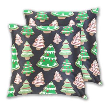 Imagem de Joitme Conjunto de 2 capas de almofadas decorativas de sofá fofas de árvore de Natal, 40 x 40 cm, 2 peças