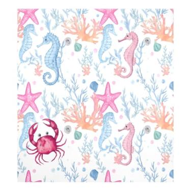 Imagem de CEBUGI Capa magnética de máquina de lavar louça, estrela-do-mar, capas decorativas de porta de lava-louças 58 x 66 cm, decalque de painel de geladeira para decoração de cozinha doméstica