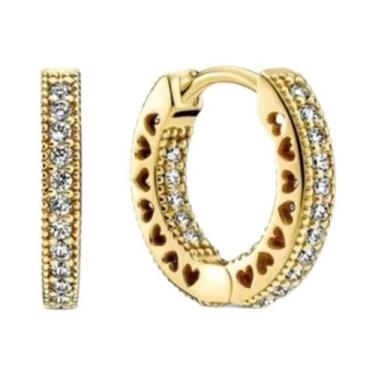 Imagem de Brincos De Argola Femininos Em Prata 925 Com Pingente Em Forma De Cora