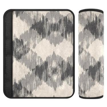 Imagem de Capa de cinto de segurança cinza diamante abstrato, 16,5 x 6,5 polegadas, pacote com 2, macio e confortável, almofada de assento de carro para bebê