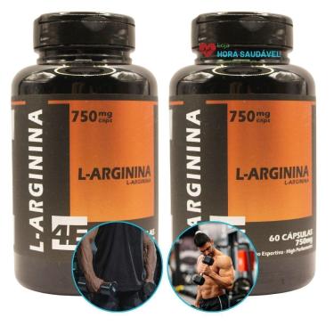 Imagem de Kit 2 X L Arginina 100 Pura 4E 750mg 60 Capsulas Original-Unissex