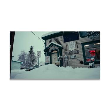 Imagem de LKXGRRSFG Neve na rua Foto real cidade mar neve vale rio nascer do sol impressão em tela para decoração de casa 20 x 36 cm sem moldura